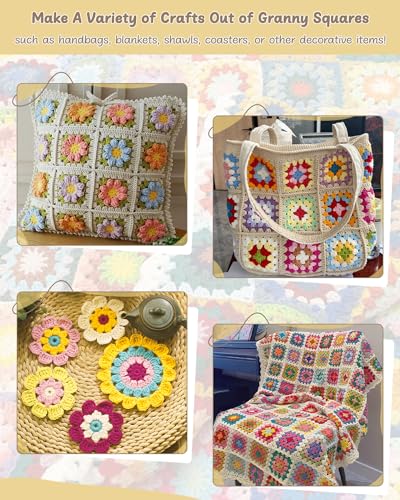 Katech Crochet Kit for Beginners, Granny Square Crochet Starter Kit for Adults Includes Crochet Blocking Mat Crochet Book, Beginner Crochet Kit for Kids Learn to Crochet Granny Squares Blanket Bags