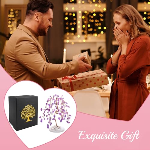 ZHIYUXI Amethyst Purple Room Decor Home Office Crystals Tree Gifts for Women Men Gemstones Desk Lucky Stones