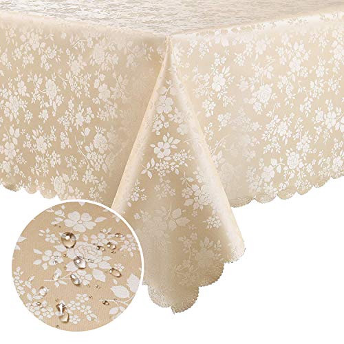 Smiry Square Table Cloth, Waterproof Heavy Duty Vinyl Tablecloths, Wipeable Washable Table Cover for Kitchen and Dining Room (Beige, 54" X 54")