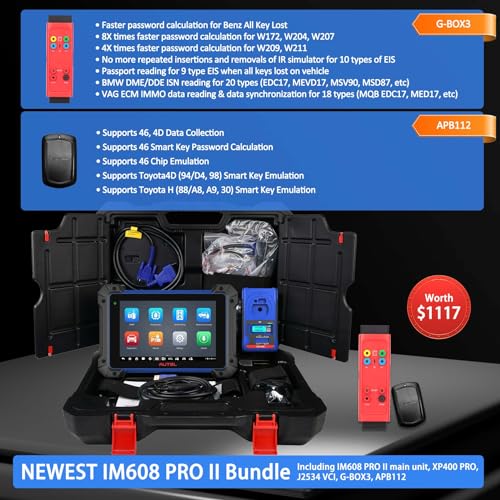 Autel IM608 PRO II Diagnostic Tool, Same as IM608S II/ IM608 II, with XP400PRO/ G-BOX3/ APB112, Bidirectional Scan Tool, ECU Coding, AutoScan2.0, 40+ Services