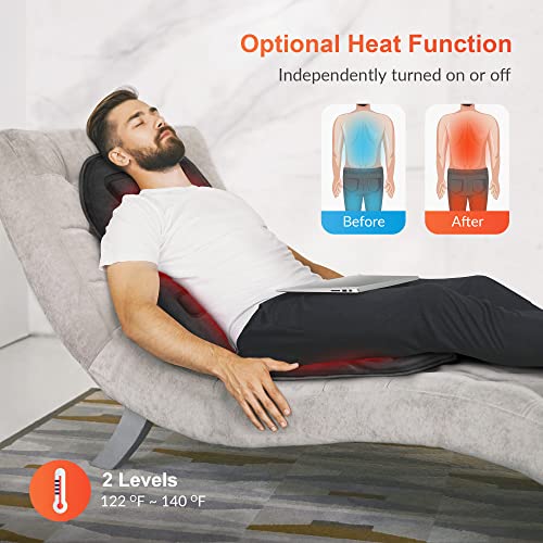 COMFIER Back Massager with Heat, App Control Vibration Massage Seat Cushion, 10 Motors & 3 Heat Levels Chair Massager Pad, Gifts for Mom,Dad Home Office Use,Black