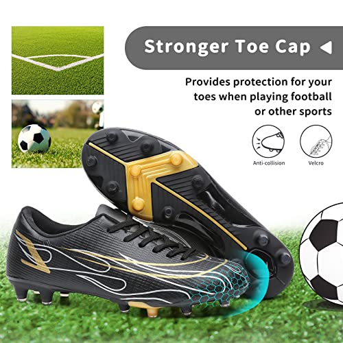 Hanani Kids Soccer Cleats Boys Girls Soccer Shoes Youth Athletic Outdoor & Indoor Baseball Shoe Firm Ground Cleat Comfortable Flexible Sneaker Blackgreen