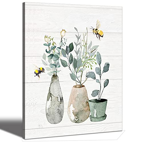 Wall Art Bottles and Flowers Canvas Print Pictures Artworks Botanical Leaf Plant Paintings 8x10 inches Set of 6 Unframed for Kitchen