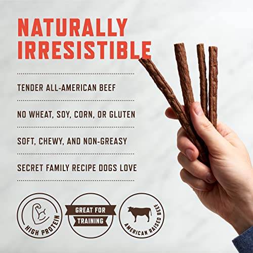 Rocco & Roxie Jerky Dog Treats Made in USA Healthy Treats for Potty Training High Value Real Meat Slow Roasted Snacks for Small, Medium & Large Dogs & Puppies Soft Chews, 1 Pound (Pack of 1)