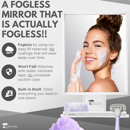 ToiletTree Products Travel Shaving Mirror for Shower Fogless with Squeegee and Travel Bag