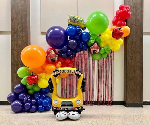 OOPAT Back to School Balloon Garland with 3 foils school Balloon for First Day of School Welcome Students Preschool Kindergarten End Of Summer Party Decor (Rainbow)