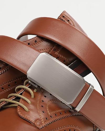 CHAOREN Leather Ratchet Belt for men 1 3/8" for Dress Pants - Micro Adjustable Belt Fit Everywhere