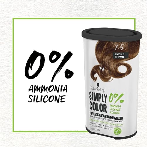 Schwarzkopf Simply Color Hair Color 6.0 Cool Brown, 1 Application - Permanent Hair Dye for Healthy Looking Hair without Ammonia or Silicone, Dermatologist Tested, No PPD & PTD