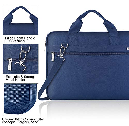 Voova Laptop Bag 13-14 Inch, 360° Protective Laptop Case Sleeve with Shoulder Strap Compatible with Macbook Air 13, MacBook Pro 13/14, Waterproof Computer Bag Slim Briefcase for Men Women, Blue