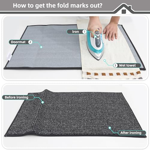 BEQHAUSE Dirt Trapper Door Mat 20" x 32", Non-Slip Washable Doormats Entrance Mat, Dirt Resistant and Absorbent Welcome Mat, Low Profile Floor Mats for Front Back Door and Entryway, Black