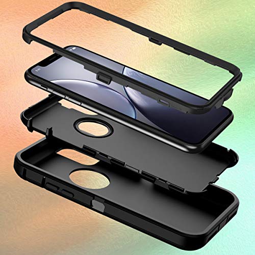 I-HONVA for iPhone XR Case Shockproof Dust/Drop Proof 3-Layer Full Body Protection [Without Screen Protector] Rugged Heavy Duty Cover Case for Apple iPhone XR 6.1-inch,Navy Blue/Green