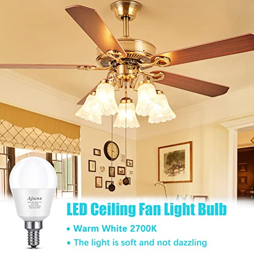 Ajuns LED Ceiling Fan Light Bulbs 40W Equivalent 120V LED Candle Holder Bulb, 5W 2700K Warm White Used for Chandeliers, Ceiling Fan Lights, Wall Chandeliers, etc, E12 Base 4Packs