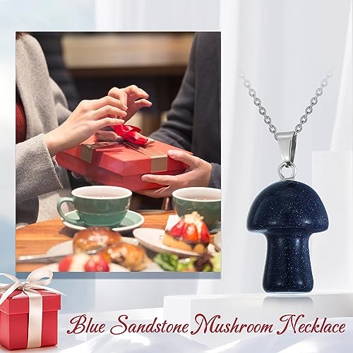 VIJASHOP Lapis Mushroom Necklace for Women Blue Mushroom Pendant Cute Lapis Lazuli Mushroom Jewelry Gifts for Mother Girlfriend Her (18 inches Chain)