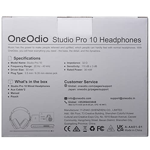 OneOdio Wired Over Ear Headphones Studio Monitor & Mixing DJ Stereo Headsets with 50mm Neodymium Drivers and 1/4 to 3.5mm Jack for AMP Computer Recording Podcast Keyboard Guitar Laptop - Dark Blue