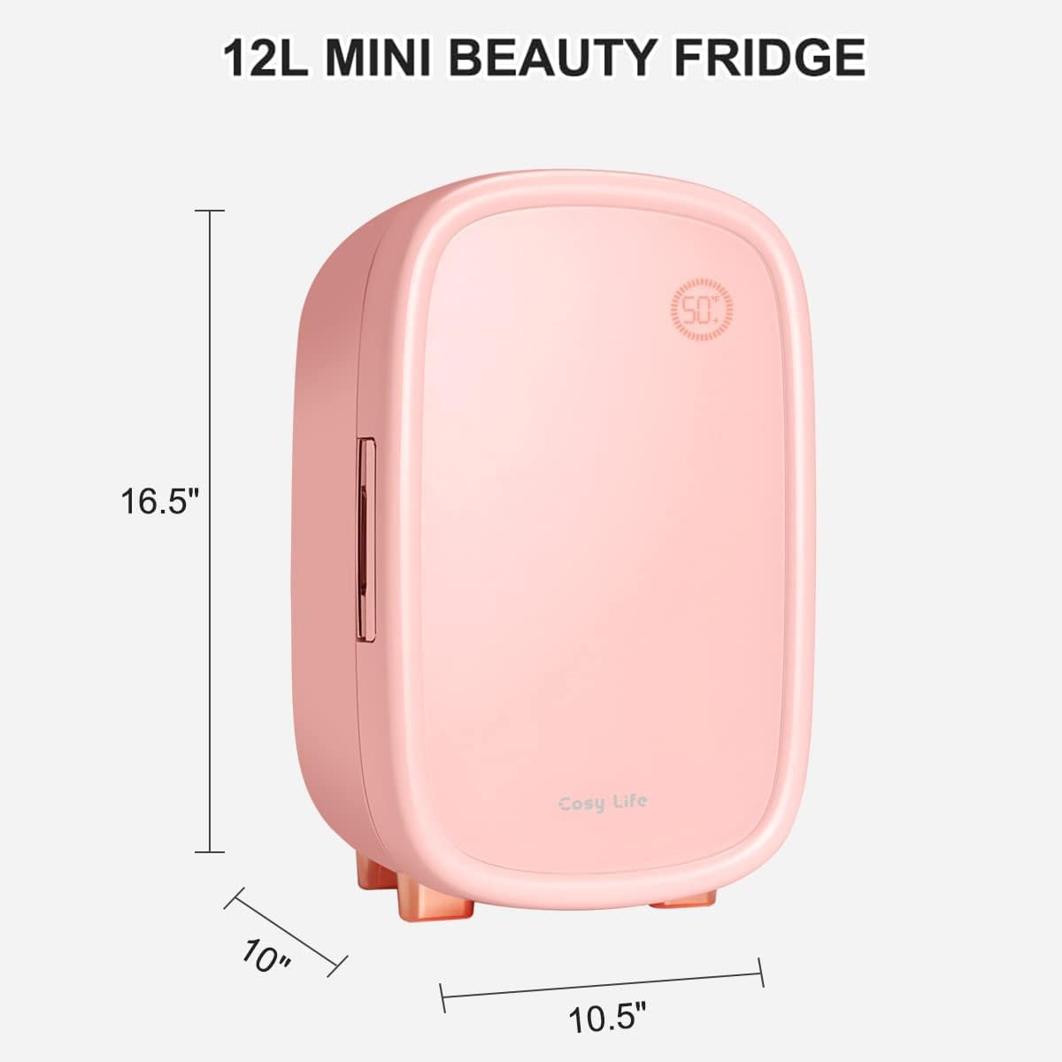 JSTPRO Skincare Fridge 12 Liter, Beauty Fridge for Comestic Storage 10°C/50°F + Intelligent Constant Temperature Control Mini Fridge, Pink Cosmetics Refrigerator Compact Fridge for Makeup Lipstick