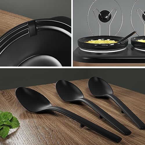 Sunvivi Triple Slow Cooker Buffet Servers and Warmer,3 Pot Food Small Mini Manual Slow Cooker with Adjustable Temp Stainless Steel Lid Rests,Removable Ceramic Pot,4.5 QT Black