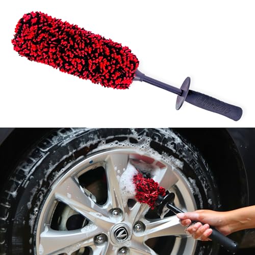 Clenzee Large Microfiber Wheel Brush for SUVs, RVs & Trucks | Soft Non-Metallic Rim Cleaner Brush with Premium Microfiber Wool | Non-Metallic Wheel Cleaner Brush for Large Size Rim