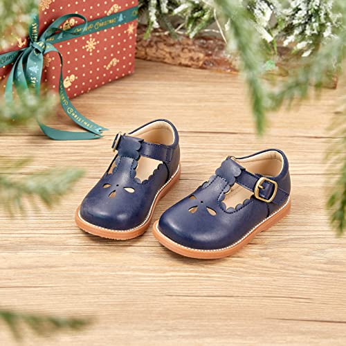 GINFIVE Toddler Girls Dress Shoes Little Kids Flats School Mary Janes Black Shoes Size 7
