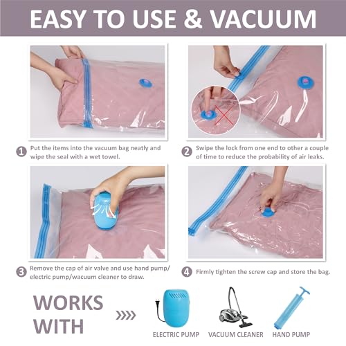 25 Vacuum Storage Bags with Electric Pump, Vacuum Sealed Storage Bags (4Jumbo/4Large/8Medium/9Small), Space Saver Vacuum Seal Bags for Clothing, Comforters, Pillows, Towel, Blanket Storage, Bedding