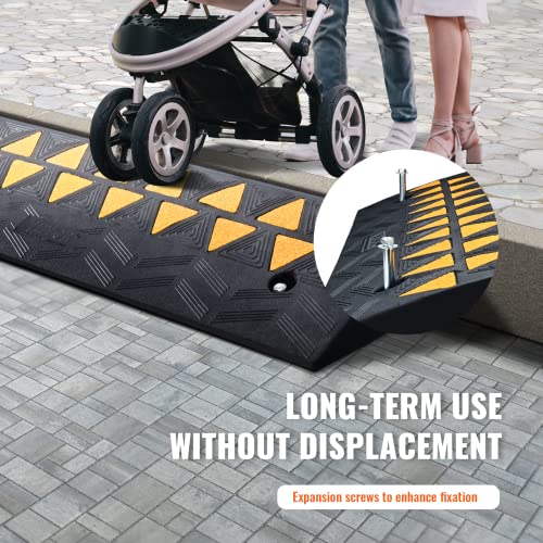 VEVOR Rubber Curb Ramp 3.7 Rise Height, Driveway Ramp for Car, 15T Heavy Duty Rubber Sidewalk Curb Ramp for Forklifts, Trucks, Buses, Cars, Wheelchairs, Bikes