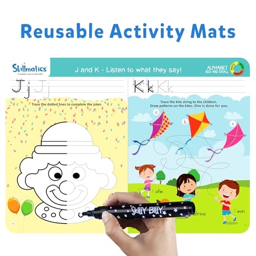 Skillmatics Educational Game - Alphabet Big and Small, Reusable Activity Mats with 2 Dry Erase Markers, Gifts for Ages 3 to 6