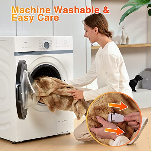 WOOMER Heated Throw Blanket Full Size, Soft Flannel Fast Heating Blanket with Multi-Color Option, 77"x 84", 10 Heating Levels & 0.5-12H Auto Off, Over-Heat Protection