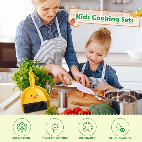 14 PC Safe Knife Kid Toddler Kitchen Set for Real Cooking, Toddler Montessori Kitchen Tool Toy for Lillte Girl Boy Age 3-10, Gifts for 3 4 5 6 7 8 9 10 Year Old Girl Boy Birthday Christmas