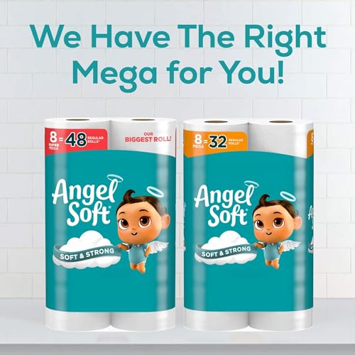 Angel Soft Toilet Paper, 24 Super Mega Rolls = 144 Regular Rolls, Soft and Strong Toilet Tissue