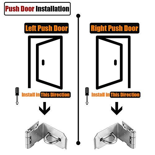 JQK Door Hasp Latch 90 Degree, Stainless Steel Safety Angle Locking Latch for Push/Sliding/Barn Door, 1.5mm Thickness Satin Nickel, 4 Inch