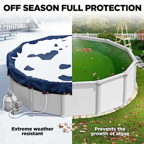 10 x 15 ft Oval Pool Covers for Above Ground Pools, Oval Winter Pool Cover, Swimming Pool Cover, Keeps Out Debris, Cold and UV Resistant, Supreme Mesh, Navy Blue