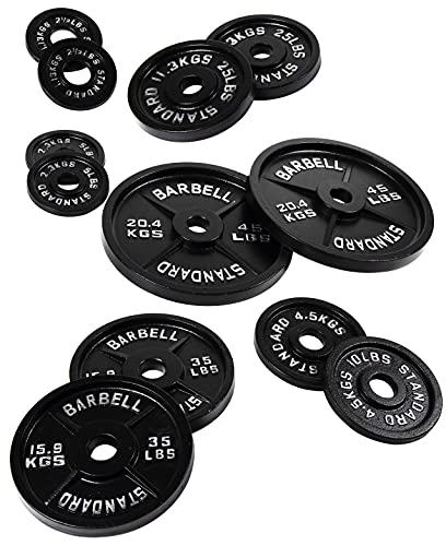 BalanceFrom Powergainz Olympic 2-Inch Cast Iron Plate Weight Plate for Strength Training and Weightlifting,Black POG-2INSTD-5X2