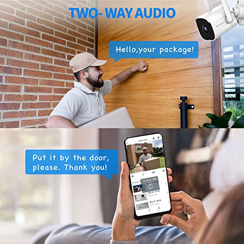 Septekon 2K Security Cameras Outdoor, 2.4G WiFi Cameras for Home Security with Two-Way Audio, Night Vision, IP66 Waterproof, Motion Detection Alarm - P30