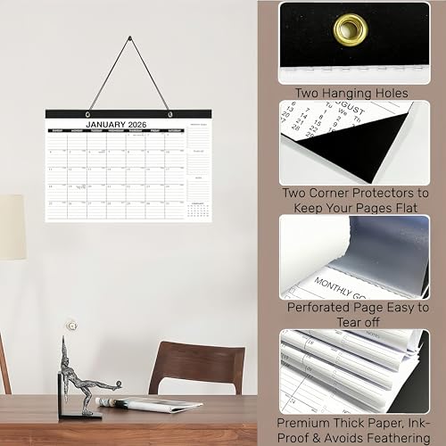 Desk Calendar 2025-2026 - 18-Month Large Desk/Wall Calendar, Jul 2025 - Dec 2026, 17" x 12", Thick Paper, Large Ruled Blocks, Clear Plastic Cover – Perfect for Home School & Office Organization