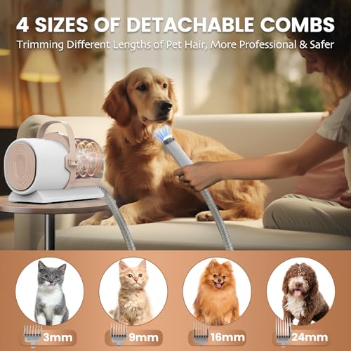 FIXR Dog Grooming Vacuum & Dog Hair Vacuum, 11000Pa Suction Power Dog Vacuum for Shedding Grooming, Pet Vacuum Grooming Kit with 4 Grooming Tools, Low Noise, 2.5L, Perfect for Pet Hair Grooming, PG50