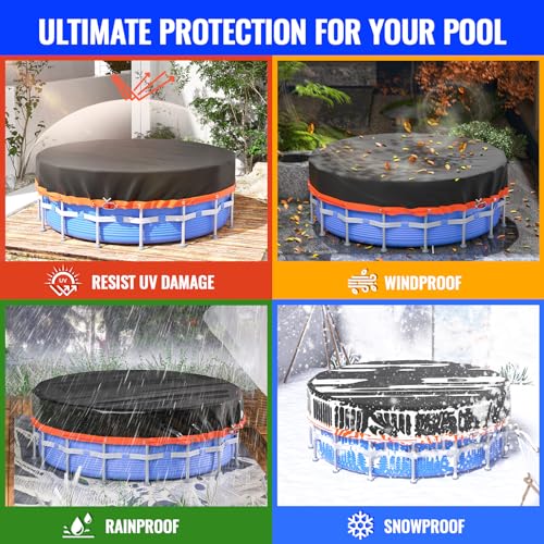 6Ft Round Pool Cover - Solar Covers for Above Ground Pools, Oxford Fabric Pool Covers for Above Ground Pools with Winch and Cable, Waterproof and Dustproof Swimming Pool Cover