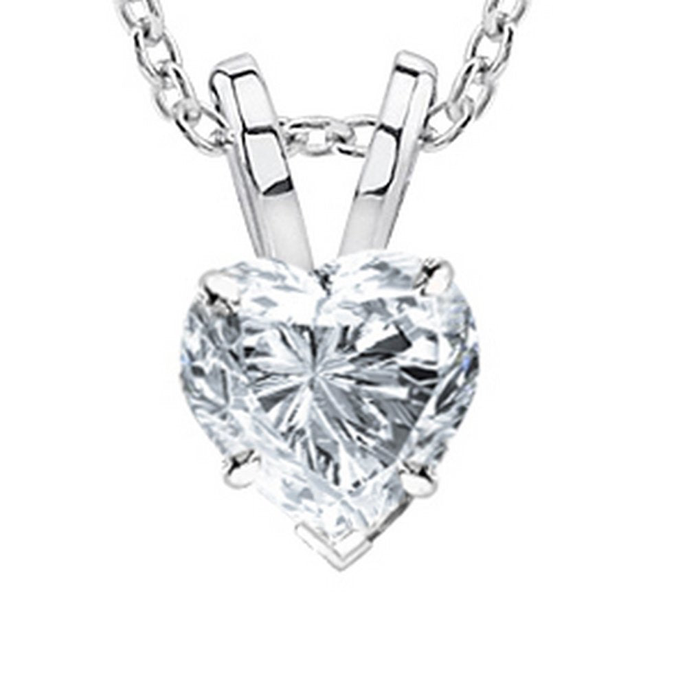 3/4 Carat 14K White Gold GIA Certified Heart Cut Diamond Pendant Necklace Luxury Collection (D-E Color, VS1-VS2 Clarity) - 0.75 Ct 18 in gold chain