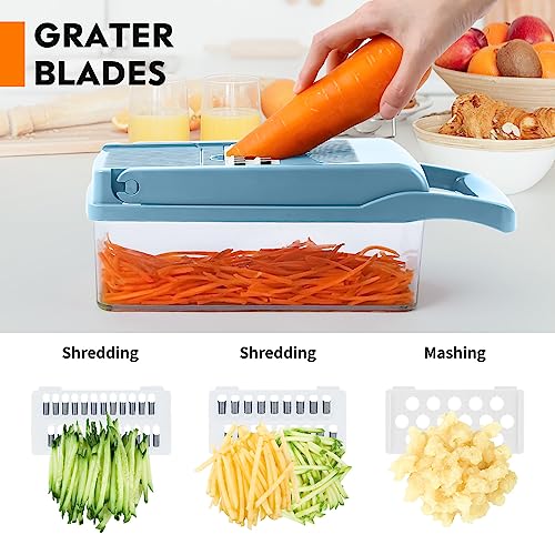 MAIPOR Vegetable Chopper Pro, Multifunctional 13 in 1 Food Chopper, Kitchen Vegetable Slicer Dicer Cutter With 8 Blades for Onion Carrot and Garlic With Container (Blue)