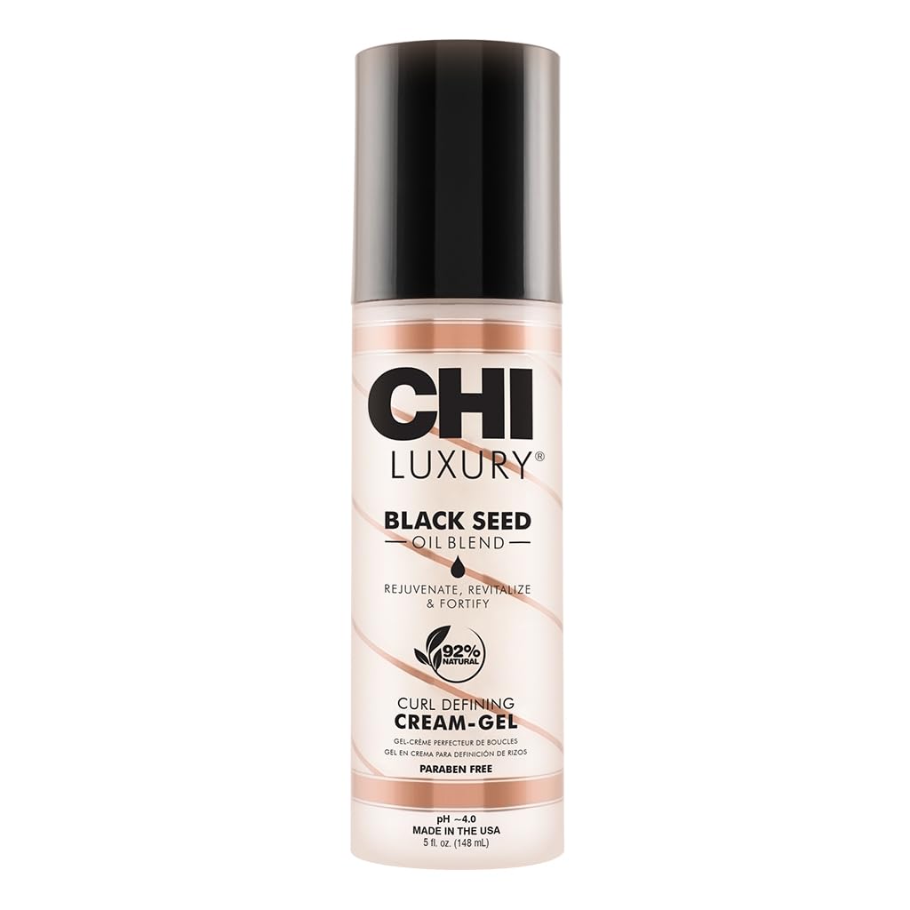 CHI Luxury Black Seed Oil Curl Defining Cream Gel, Defines Curl, Controls Frizz & Strengthens Hair For Shine, Sulfate, Paraben & Gluten-Free, 5 Oz