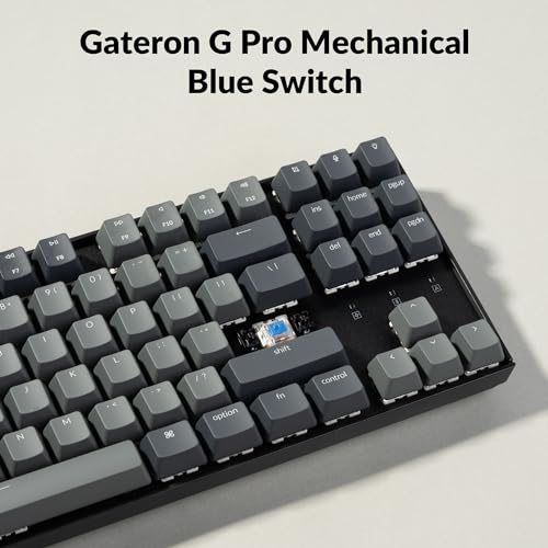 Keychron K8 Tenkeyless Wireless Mechanical Keyboard for Mac, White Backlight, Bluetooth, Multitasking, Type-C Wired Gaming Keyboard for Windows with Gateron G Pro Blue Switch