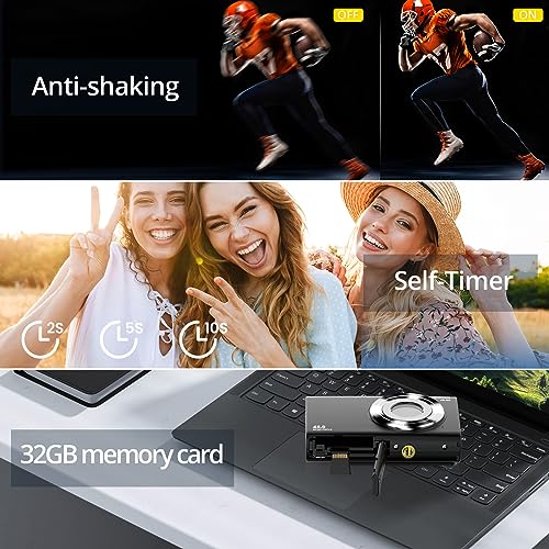 Digital Camera, FHD 4K Autofocus Vlogging Camera 48MP 16X Digital Zoom Digital Camera with 32GB Memory Card YouTube Portable Compact Small Camera for Teens Adult Beginner Kids