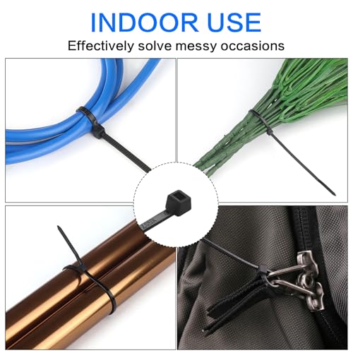 1000 Pcs Black Zip Ties, 3 Inch Small Self-Locking Nylon Cable Ties, Premium Thin Plastic Wraps Wire Ties for Indoor and Outdoor (Black)