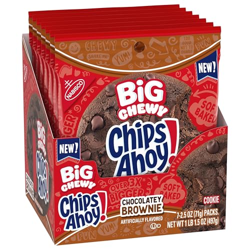 CHIPS AHOY! Big Chewy Chocolate Chip Cookies, Chocolatey Brownie, 14 Snack Packs (1 Cookie Per Pack)