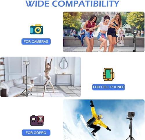 SENSYNE 62" Phone Tripod & Selfie Stick, Extendable Cell Phone Tripod Stand with Wireless Remote and Phone Holder, Compatible with iPhone Android Phone, Camera