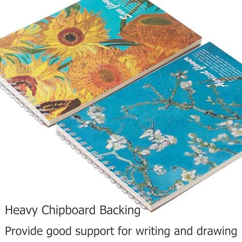 Almond Blossom Classic Art Sketchbook,98lb/160gsm Acid Free Thick Paper Drawing and Doodling,2 Pack of A4 Blank Spiral Bound Journal Notebook for Kids, Students and Adults.