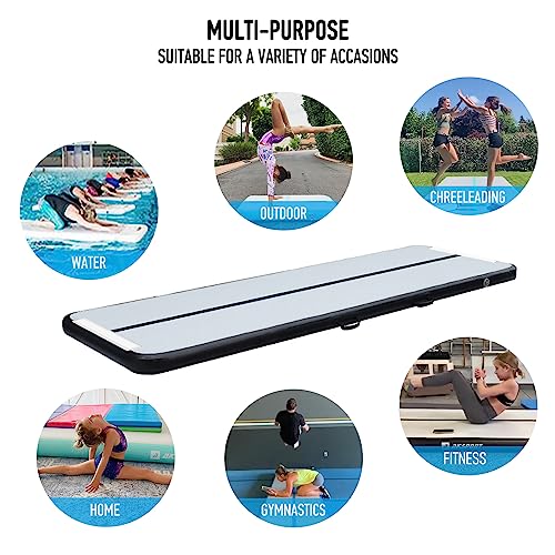 AKSPORT Gymnastics Air Mat Tumble Track Tumbling Mat Inflatable Floor Mats with Electric Air Pump for Home Use/Tumble/Gym/Training/Cheerleading/Parkour/Beach/Park/Water(Mint Green, 6.56ftx3.3ftx4inch)
