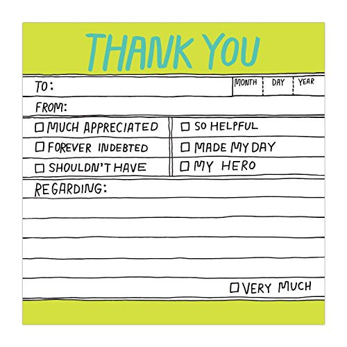 1-Count Knock Knock Thank You Hand-Lettered Sticky Notes, Thank You Notes, 3 x 3-inches, 100 sheets each