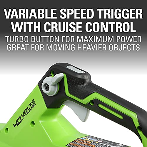 Greenworks 40V (130 MPH / 550 CFM / 75+ Compatible Tools) Cordless Brushless Axial Leaf Blower, 4.0Ah Battery and Charger Included