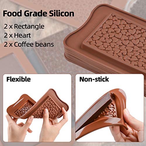 Fimary Chocolate Molds - Non-Stick Chocolate Bar Mold, Break Apart Chocolate Bar Maker Food Grade Deep Chocolate Bar Mold For Knafeh Pistachio Chocolate Bar Milk Chocolate Bar Home Diy