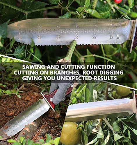 AKAKD Hori Hori Garden Knife Tool - Stainless Gardening knife,With Sheath Soil Knife,Weeding Knife Yes Garden Digging, for Gardeners 2PACK