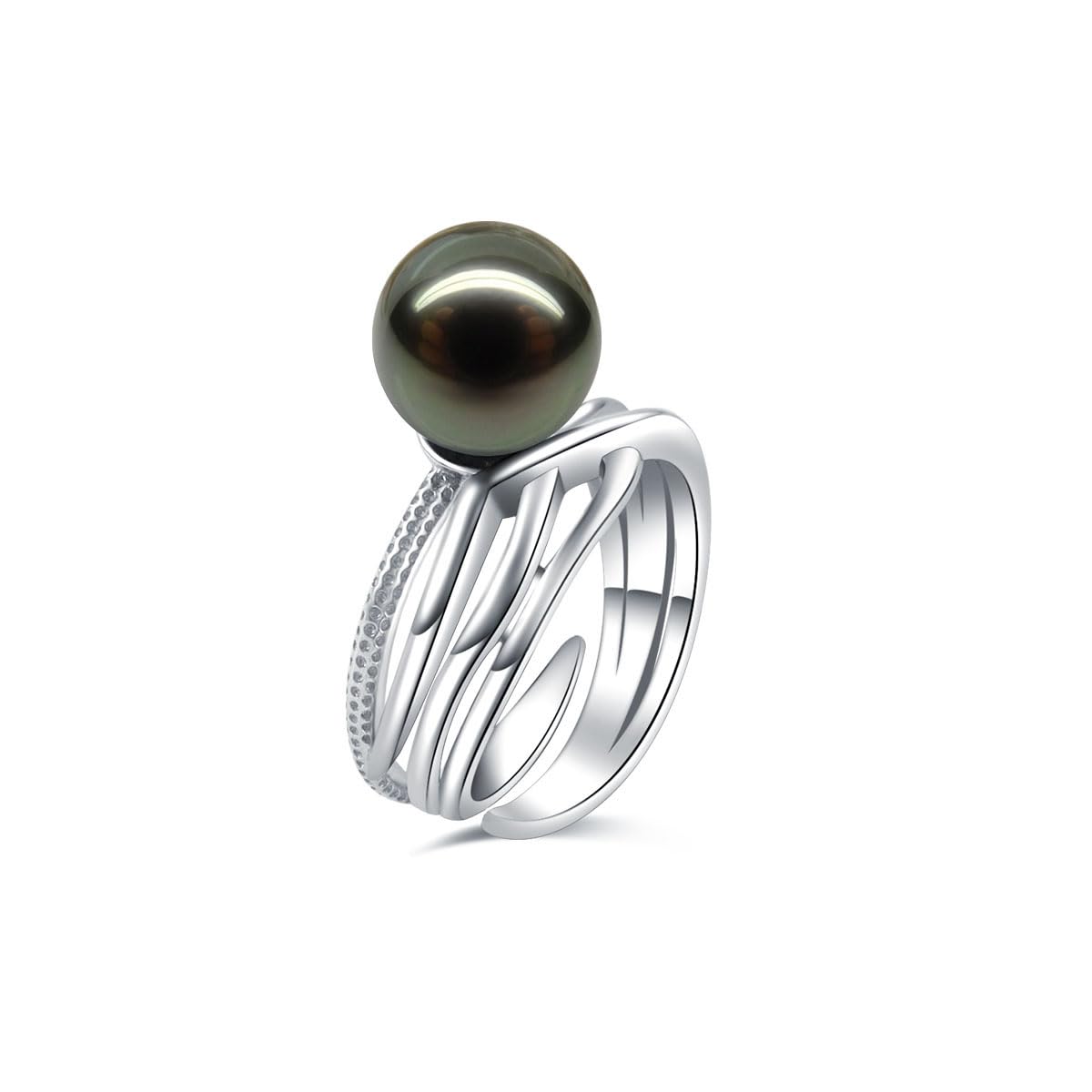 NONNYL Tahitian Black Pearl Ring - Women's Fine Jewelry for Wife, Mom - Wedding, Birthday, Anniversary, Mother's Day, Christmas, Valentine's Day Gift